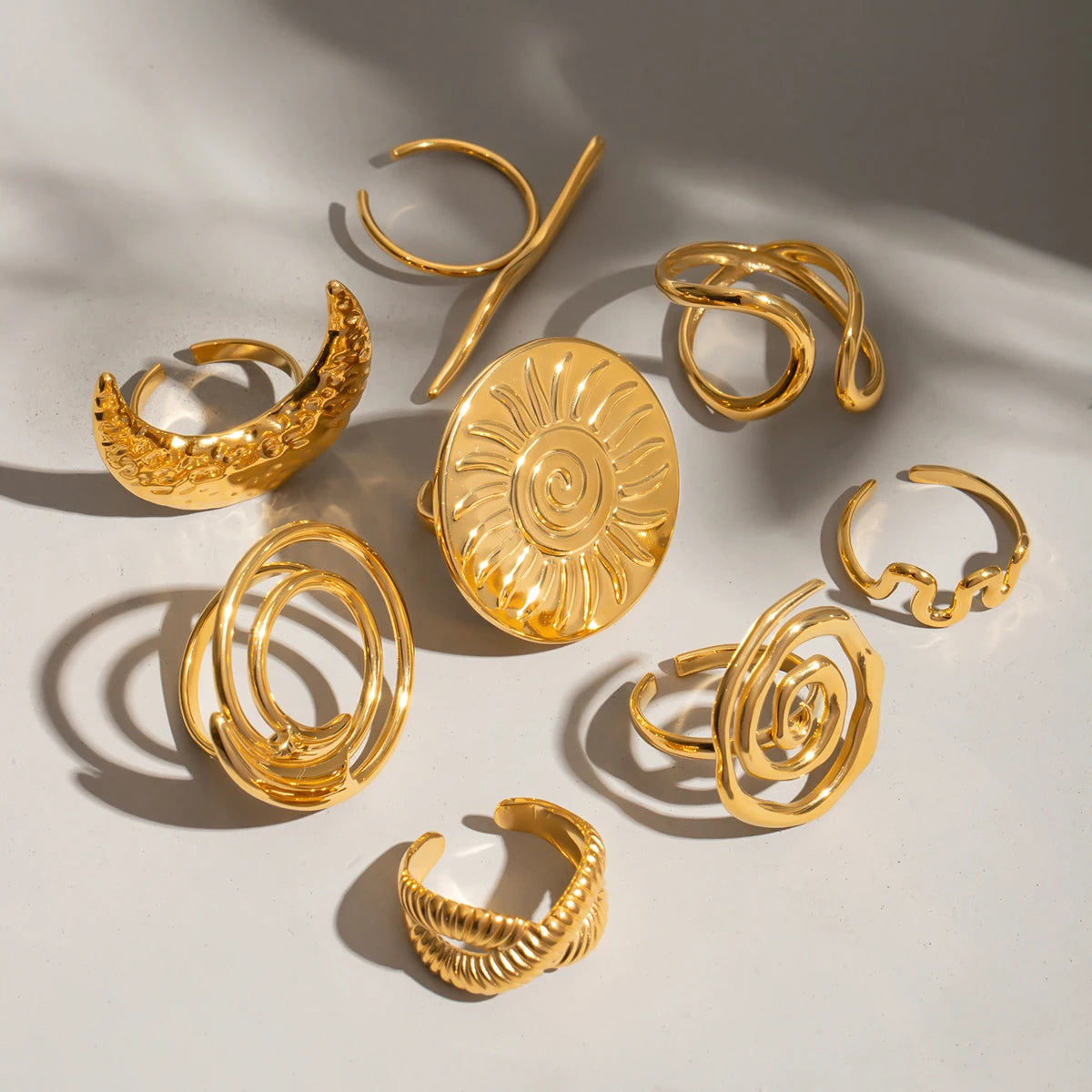 Edelstahl Minimalistisches Multi-Stil Design Offener Ring Goldfarbe Leicht Gemütlich Damen Charme 18K PVD-beschichteter Statement-Schmuck