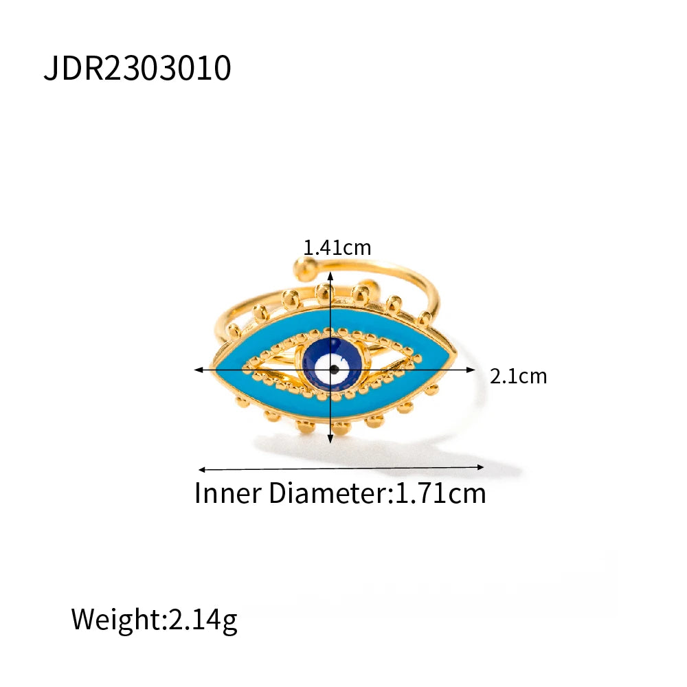 Anneaux d'ouverture œil du diable plaqués or 18K en acier inoxydable vintage sans ternir goutte d'huile design multiple étanche boucle d'oreille