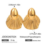 Minimalistisk 18K Beach Rustfrit Stål Fiskehale Ribbede Polerede Stud Øreringe Kvinder Anti Allergisk Elegant Charm Daglige smykker