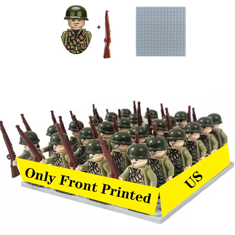 24 Pcs/Lot WW2 Military Figures Building Blocks Nation Army Soldiers Assemble Bricks Educational For Boys Christmas Gift  Toys