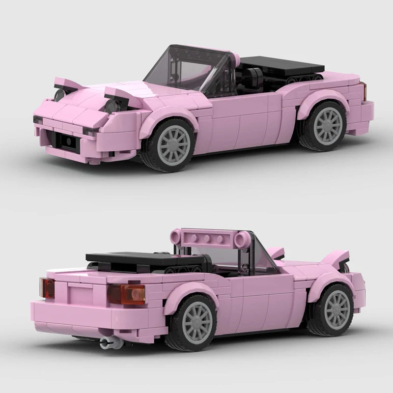 Mini Cabrio MOC Open Car Vehicle City  Racer Runabout Building Blocks Brick Cabriolet Supercar Kids Toys Gift Boys