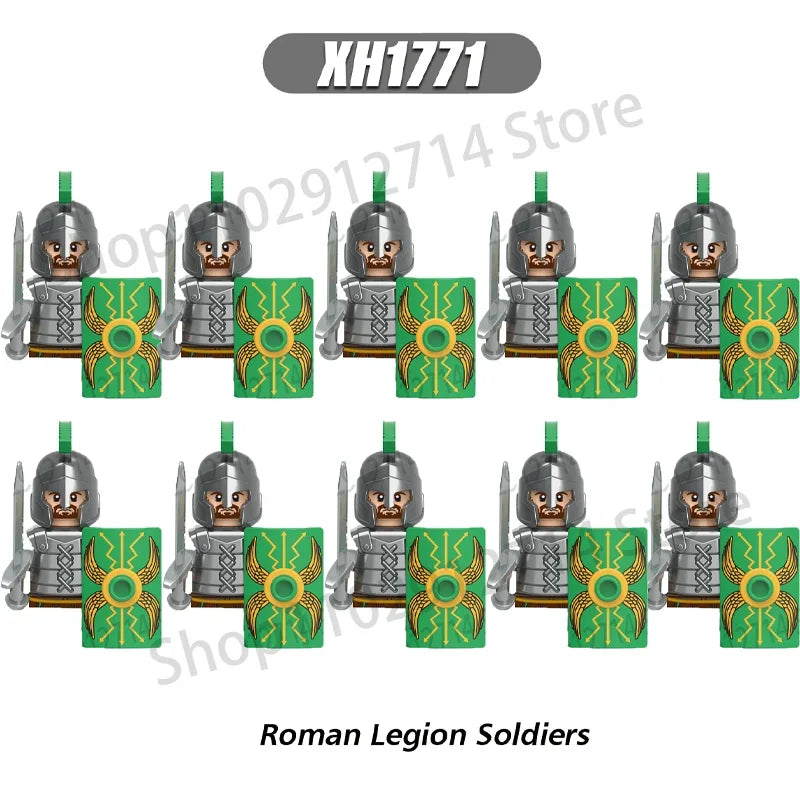 10Pcs/Set Historical Medieval Sparta Heroes Crusader Roman Soldiers Building Blocks Military Action Figures Bricks Toys For Kids