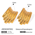 18K PVD Plated Fashion Geometric Minimalist Vertical Hammer Grain Earrings Stainless Steel Women Waterproof Jewelry Gift