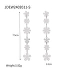 Chic Estate Orecchini Pendenti Lunghi Asimmetrici a Margherita Piccola in Acciaio Inossidabile Placcati Oro 18K PVD Gioielli Statement Donna