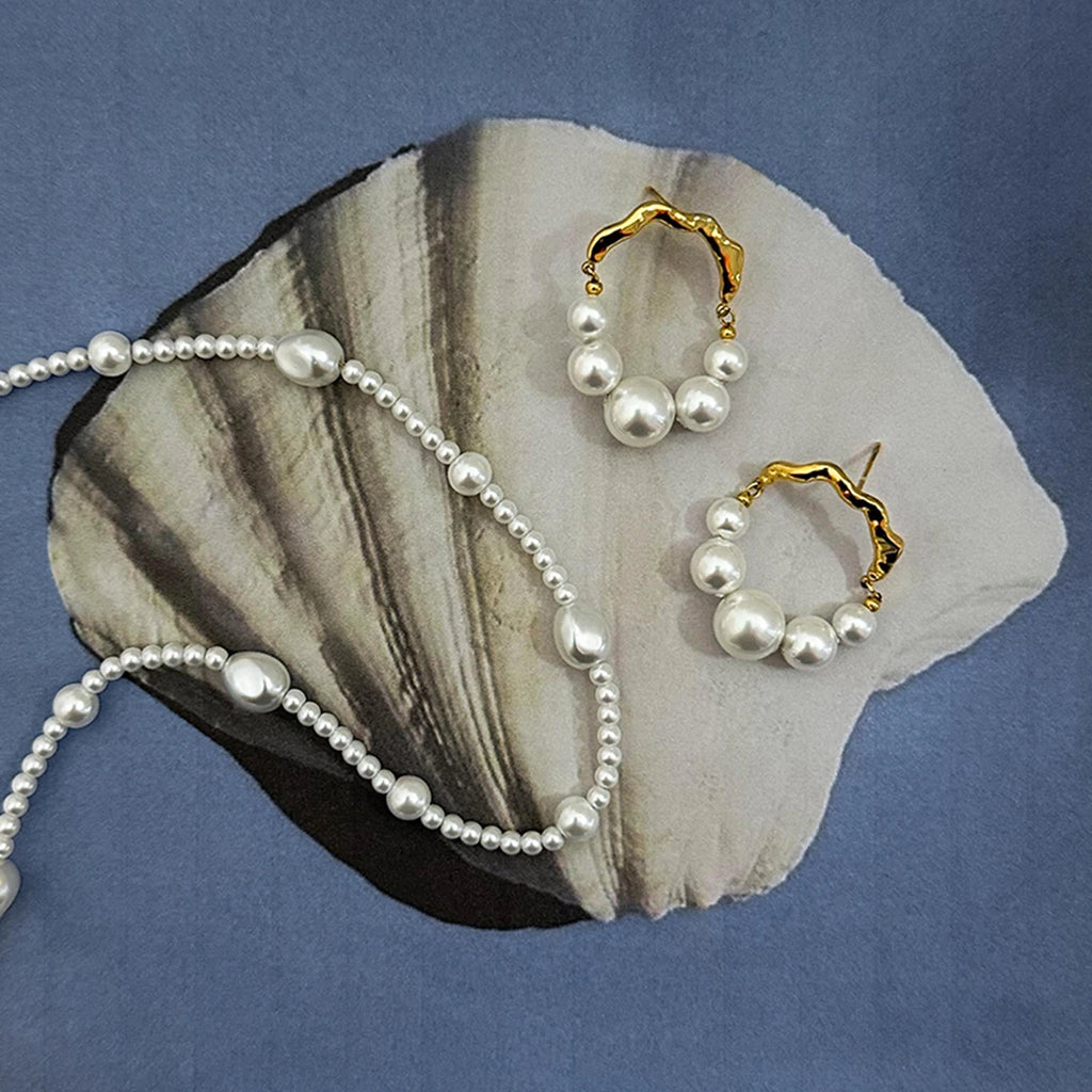 Waterproof 18k Stainless Steel Vintage U-shaped Pearl Stud Earrings High Quality Fashion Statement Jewelry Women Gala Gift