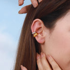 Zora Modern Minimalistisk 18K forgyldt rustfrit stål guldøreringe kombination sølv øreringe AB øreclips øreringe par