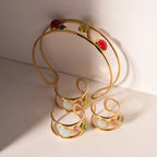 Set di gioielli in vetro Moranti Treasure di lusso con design spagnolo di nicchia, impermeabile in acciaio inossidabile placcato oro 18K /Orecchini/Bracciale