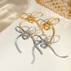 Catena a serpente in acciaio inossidabile placcato oro 18K orecchino pendente piatto a forma di cuore con fiocco amore gioielli romantici resistenti all'ossidazione regalo per gala