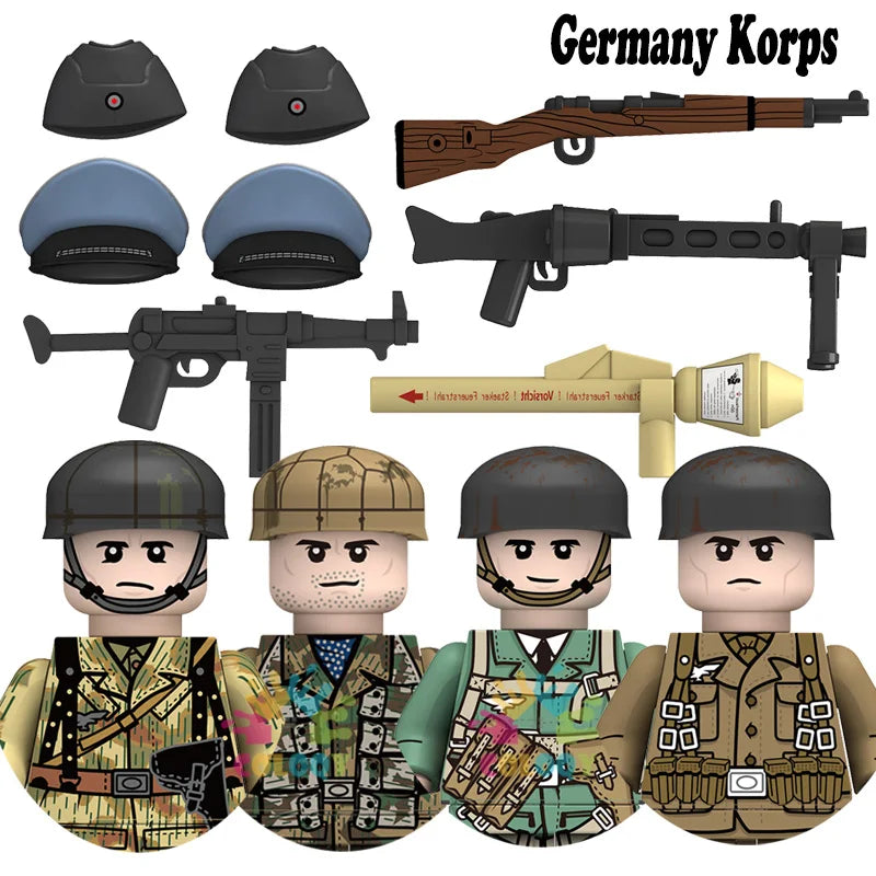 Kids Toys WW2 Building Blocks 4pcs/set US UK Soviet Soldiers Mini Action Figures Educational Toys For Kids Boys Christmas Gifts