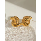 18K forgyldt rustfrit stål Cross Design Knot Øreringe Kvinder Metal Vandtæt Mode Charm Daglig smykkegave