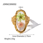 Literary Retro Eternity Flower Design 18K Gold Plated Jewelry Adjustable Stainless Steel Waterproof Ring For Ladies Jewelry Gift