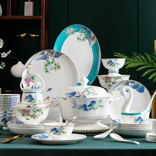 Jingdezhen Ceramic Bowls, Dishes, Dishes, Tableware Set, Bowls and Chopsticks Set