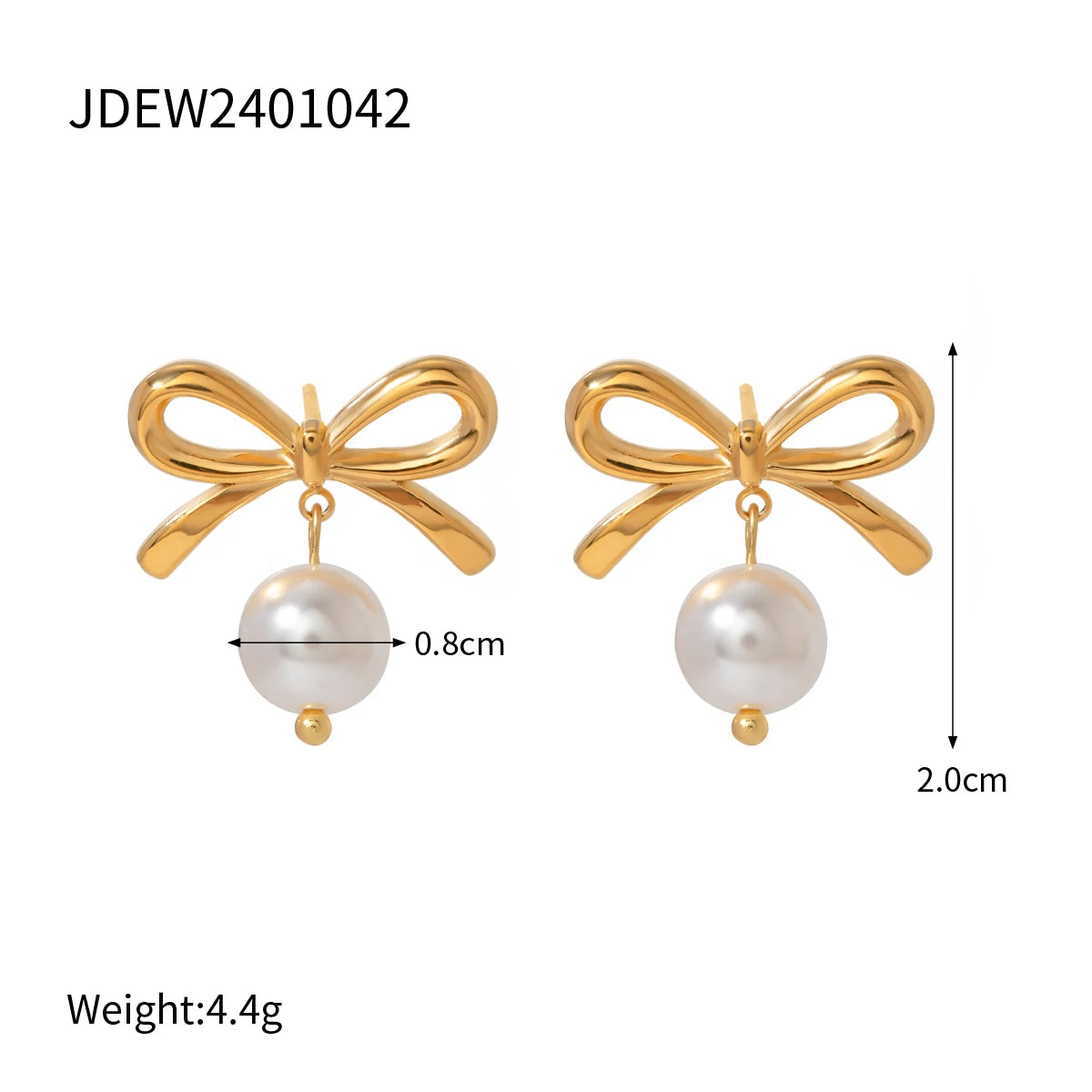 Pendiente colgante impermeable de acero inoxidable ligero y acogedor con charms de perla de imitación chapado en oro real 18K PVD joyería de moda para mujer