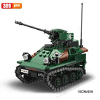 Military ww2 Cannon Assault Armored Vehicle Battle Tank Car Truck Army Weapon Building Blocks Sets Model Boys Toys for Kids Gift