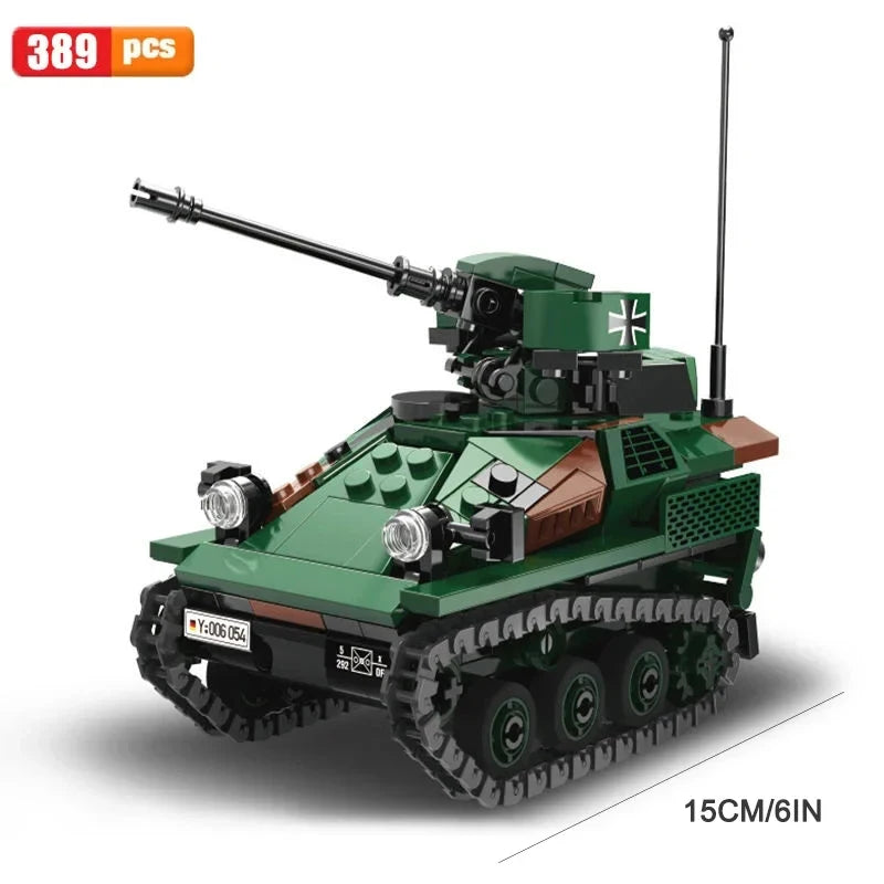 Military ww2 Cannon Assault Armored Vehicle Battle Tank Car Truck Army Weapon Building Blocks Sets Model Boys Toys for Kids Gift