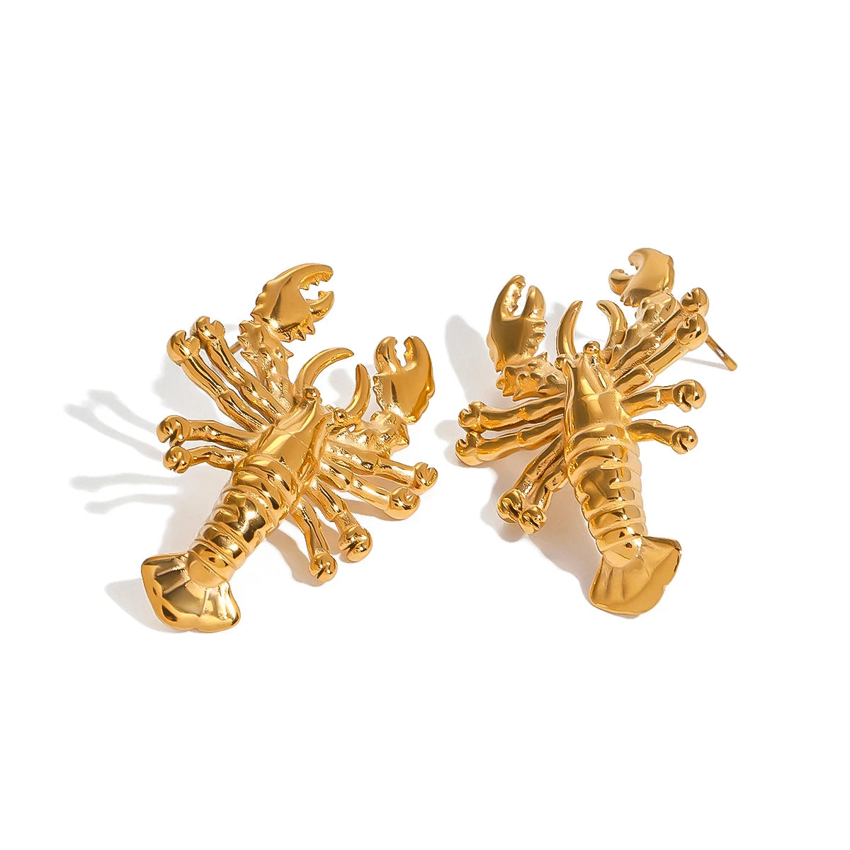 18K PVD-belagt mode geometrisk stor tang hummerformede øreringe rustfrit stål kvinder forebygger allergi Stilfulde smykker