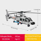 449pcs Helicopter Aircraft Building Blocks, DIY Boys Birthday Toys，Military Fighter Transport Model Bricks