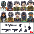 City Accessories MOC Villain Gangster Figures Building Block Modern Soldier Mask Helmet Guns Bazooka Military Weapon Bricks Toys