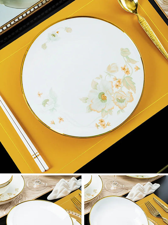 Jingdezhen Ceramic Tableware, Light Luxury Bone Porcelain Tableware Set, Household Bowl and Chopstick Plate Combination