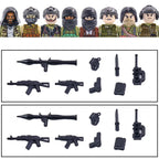 City Accessories MOC Villain Gangster Figures Building Block Modern Soldier Mask Helmet Guns Bazooka Military Weapon Bricks Toys