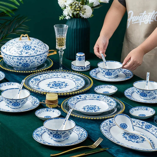 Vente en gros de services de vaisselle en porcelaine émaillée classique Fengyu simples européens