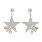 18K Gold Plated Stainless Steel Vintage Smooth Pentagonal Star Hanging Steel Circle Earrings Women Charms Metal Daily Jewelry