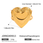 18K Gold Plated Charm Romantic Pattern Love Heart Photo Box Adjustable Open Ring Women Anti Allergic Gala Gift Jewelry