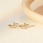 18 K forgyldt rustfrit stål Blomsterøreringe Indlæg Zirkon Metal Gylden Charm Sommer Smykker Vandtæt Tilbehør Bijoux Femme