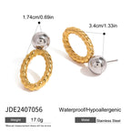 Minimalistische 18k vergoldete glatte Stahlkugel-Serie Ringohrringe aus Edelstahl für Damen, rostfrei, exquisite Schmuck Bijoux