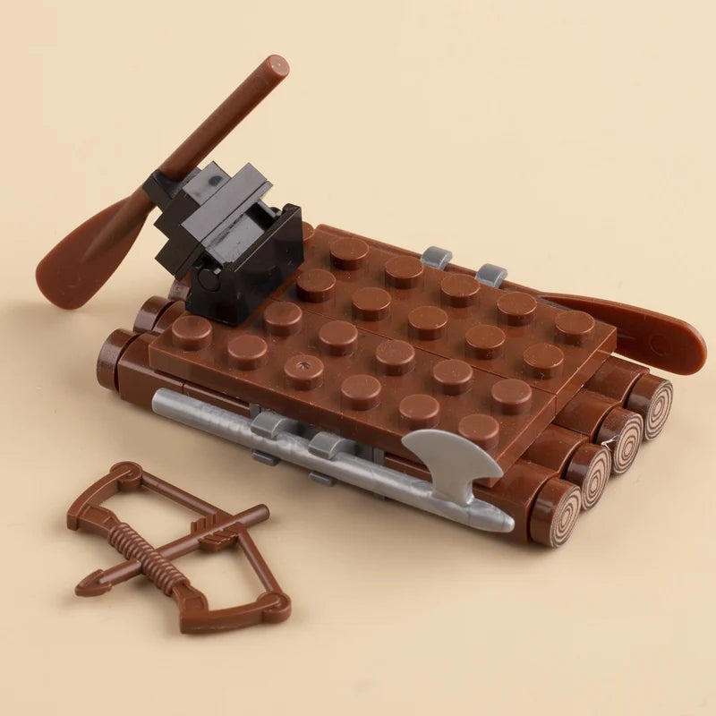 Medieval Military Tower Building Block Rome Knight Castle Siege Vehicle Hammer Boat Tent Flag Sword Weapons Bricks Toys Kid Gift