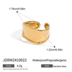 Minimalistischer 18k vergoldeter Edelstahl Hochwertiger glatter unregelmäßiger breiter offener Ring für Frauen Allergieprävention Charm Schmuck