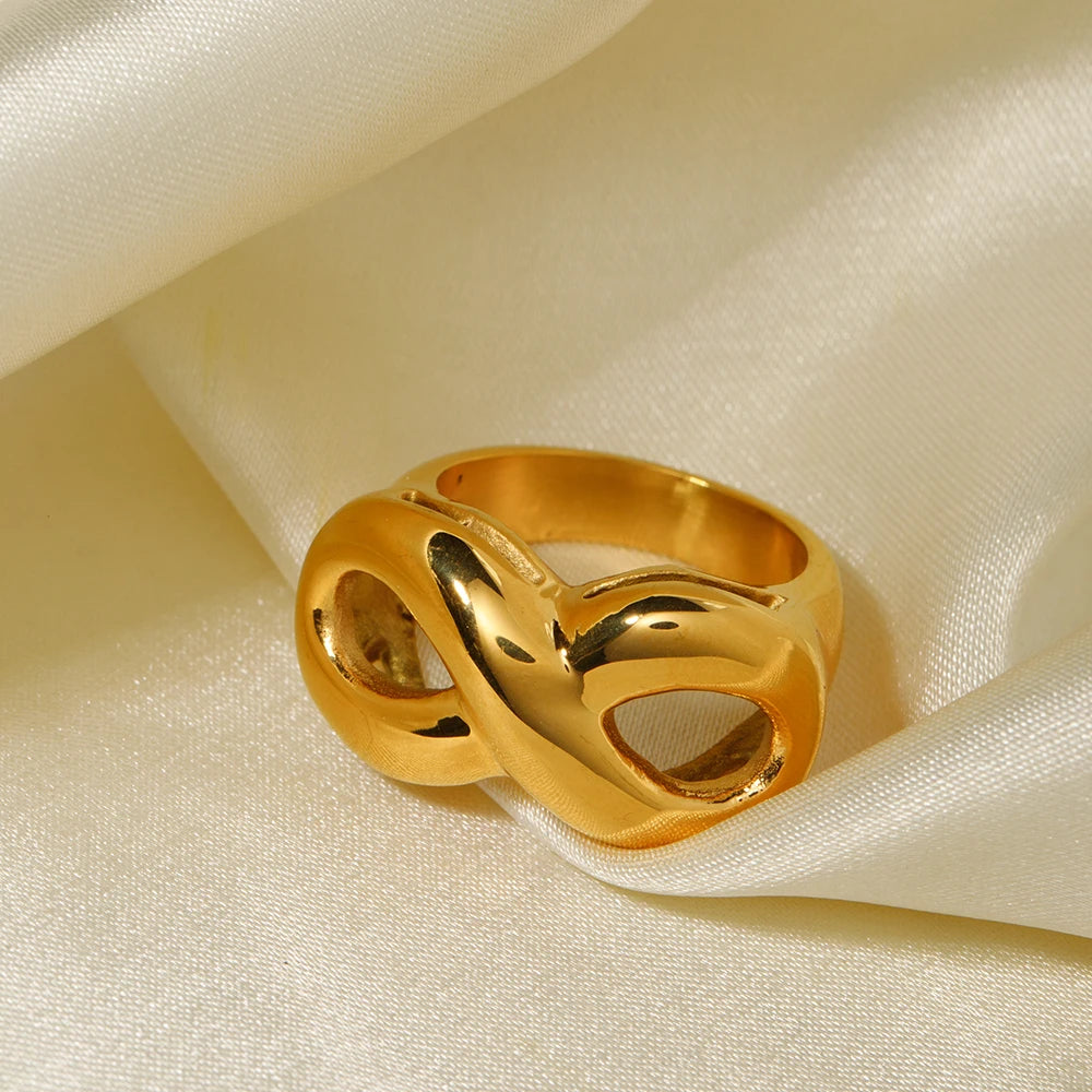 Exquisite 18K Stainless Steel Geometric Design Infinite Symbol Ring Waterproof Women High Quality бижутерия Party Gift