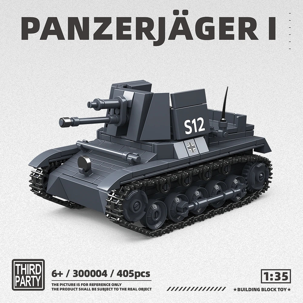 Ww2 Military Tank World War II PANZERJAGER I Building Blocks Bricks Collection Model Educational Toys for Boy Christmas Gifts
