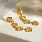 Orecchini pendenti geometrici a conchiglia placcati in oro 18k in acciaio inossidabile, texture metallica, ciondolo personalizzato antiallergico, gioielli chic