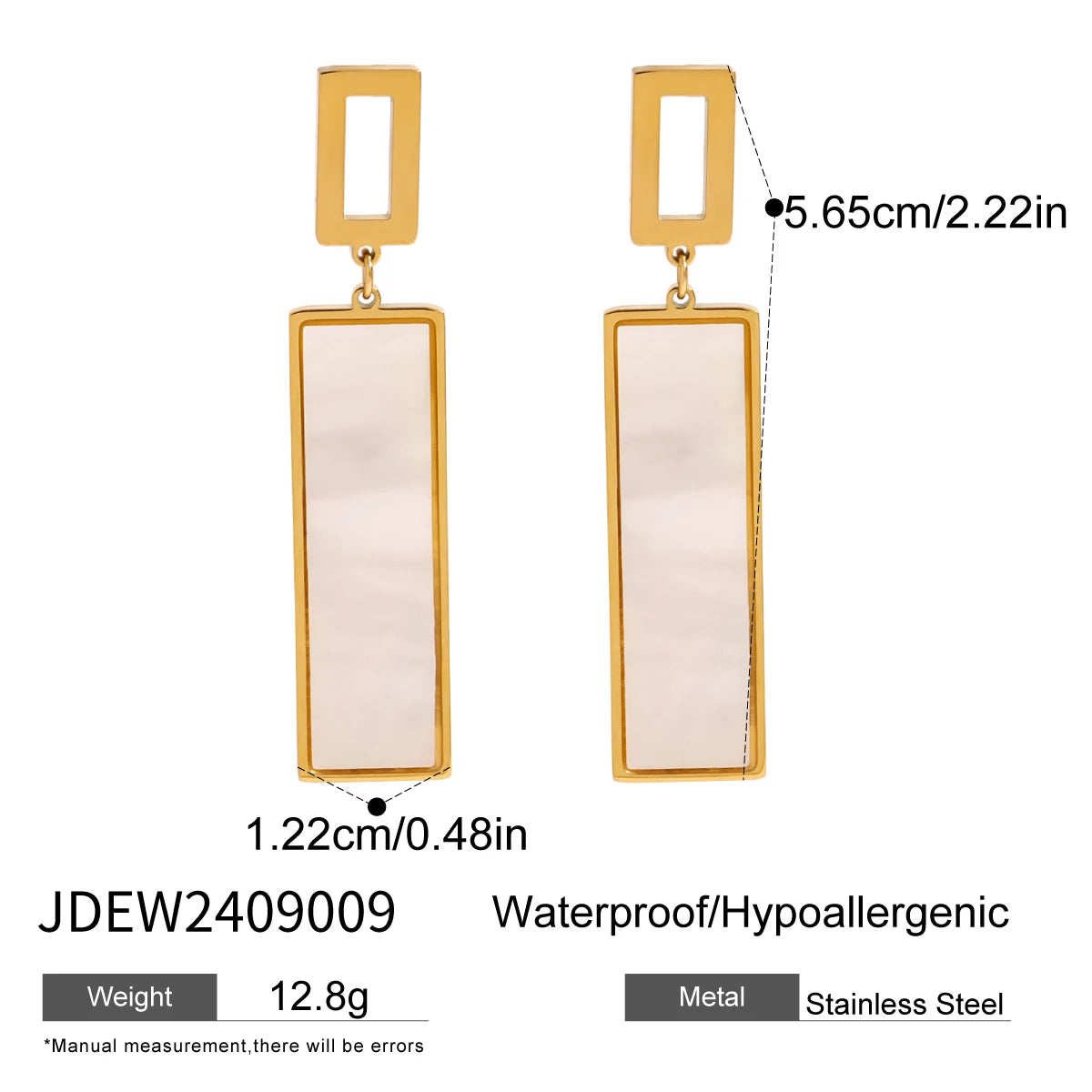 گوشواره‌های آویز مربع شیک از جنس فلز استیل ضدزنگ با روکش 18K PVD جلوگیری از حساسیت زیورآلات جذاب گوش