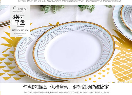 Ensemble de vaisselle en céramique Jingdezhen pour la maison, bol, plat et assiette