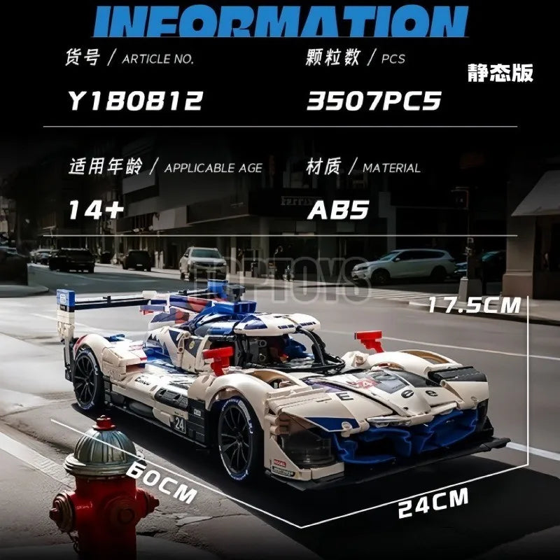 MOC 1:8 3507PCS Technical Remote Control Racing Car LEE MANS M HYBRID V8 Building Blocks Bricks Assembling Toys for Children