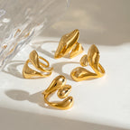 Stainless Steel Irregular Droplet Shaped Open Ring 18K PVD Plated Women Anti Allergic Rust Proof Stylish Jewelry