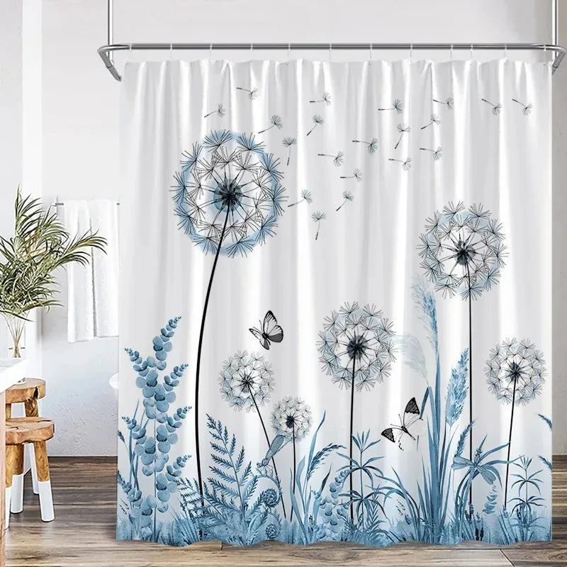 Blue Leaves Shower Curtain Watercolour Plant Eucalyptus Leaf Modern Simple Home Bathroom Decor Fabric Bath Curtains With Hooks