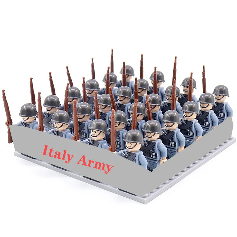 24 Pcs/Lot WW2 Military Figures Building Blocks Nation Army Soldiers Assemble Bricks Educational For Boys Christmas Gift  Toys