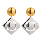 Brincos de Pingente Quadrado Oco de Cor Correspondente Lisa em Aço Inoxidável 18K para Mulheres, À Prova de Ferrugem, Joias da Moda, Bijuterias para Gala, Presente