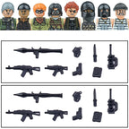 City Accessories MOC Villain Gangster Figures Building Block Modern Soldier Mask Helmet Guns Bazooka Military Weapon Bricks Toys