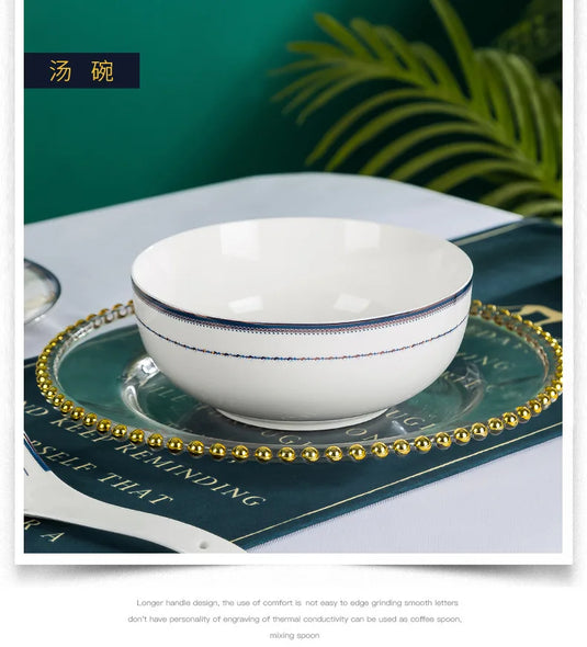 Jingdezhen husholdningsredskaber af benporcelæn i europæisk stil, keramisk service, minimalistisk sæt fade og tallerkener