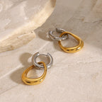 Minimalist 18k Altın Kaplama Paslanmaz Çelik Renk Uyumlu Boş Pendant Daire Şeklinde Küpe Kadın Trendy Charm Takı Bijoux