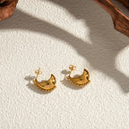 Orecchini delicati a goccia d'acqua a forma di fagiolo in acciaio inossidabile placcato oro 18k con diamanti incastonati, gioielli leggeri e accoglienti per donne