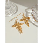 Creative 18K Gold Plated Stainless Steel Geometric Cross Flame Hook Earrings Women Waterproof Attractive Romantic Jewelry