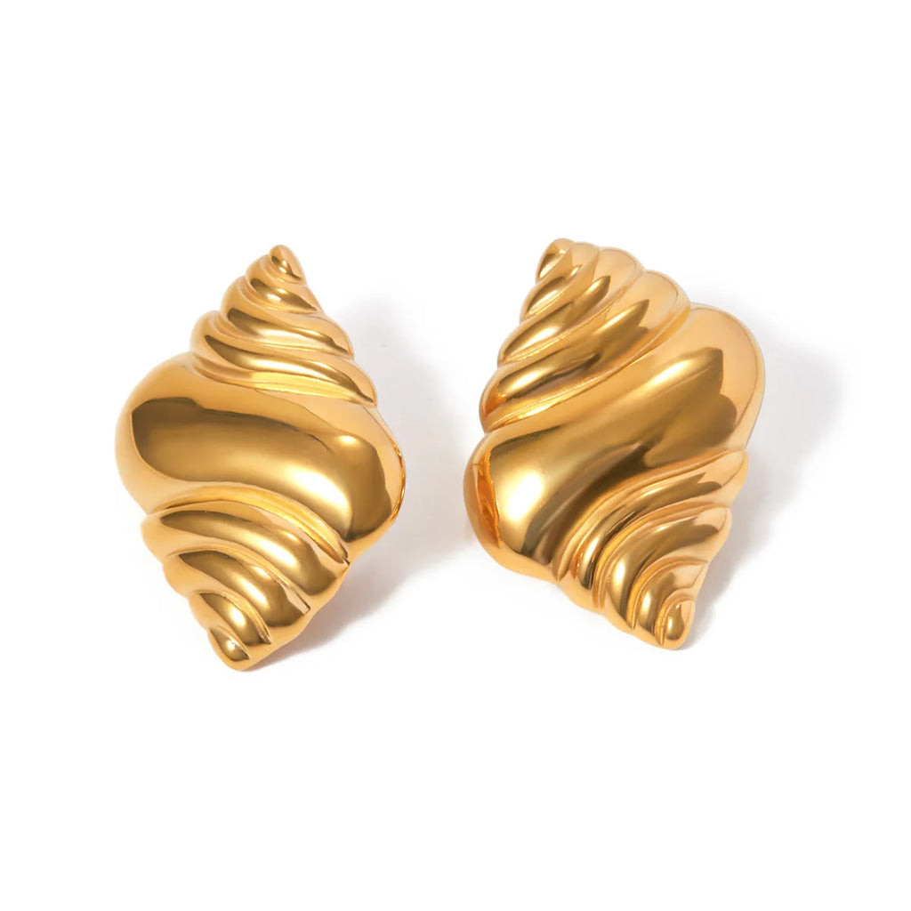 Leichte Gemütliche Minimalistische Muschel/Croissant-förmige Ohrringe aus Edelstahl Statement-Metall 18k Goldbeschichtet Wasserdichter Schmuck für Frauen