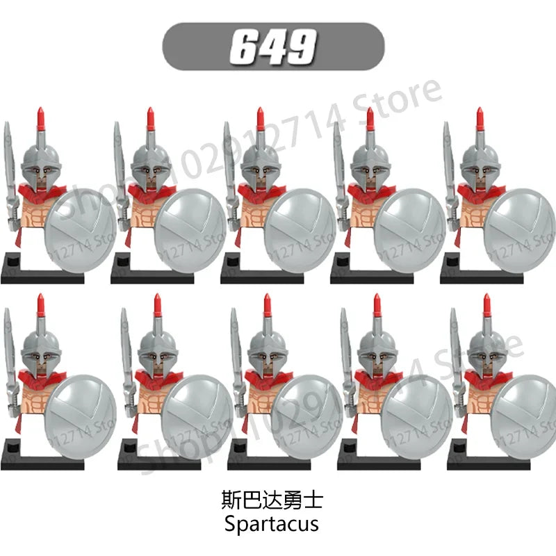 10Pcs/Set Historical Medieval Sparta Heroes Crusader Roman Soldiers Building Blocks Military Action Figures Bricks Toys For Kids