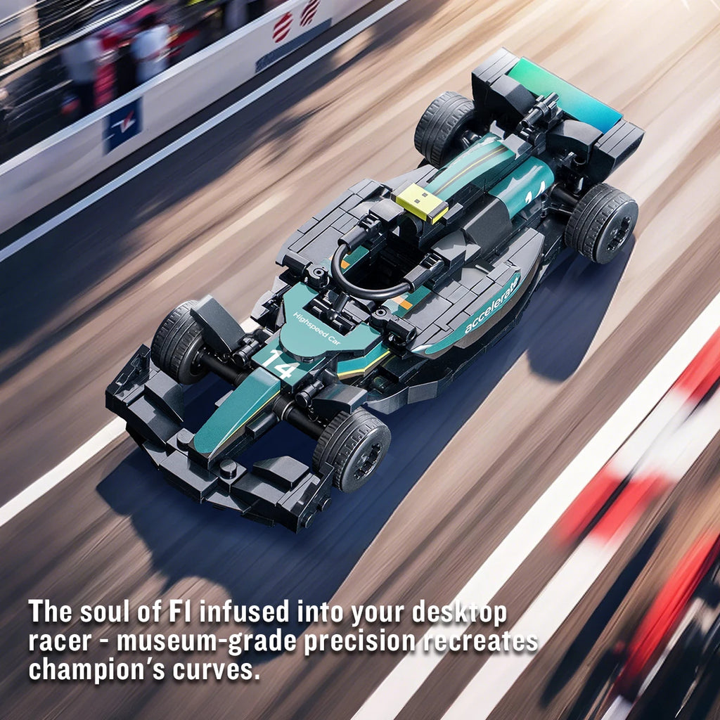 Exquisite Simulation Building Block Series Mini AMR24 Race Car Model Kits MOC Creative Children's Birthday Gifts Toys Vehicle