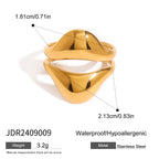 Stainless Steel Irregular Droplet Shaped Open Ring 18K PVD Plated Women Anti Allergic Rust Proof Stylish Jewelry